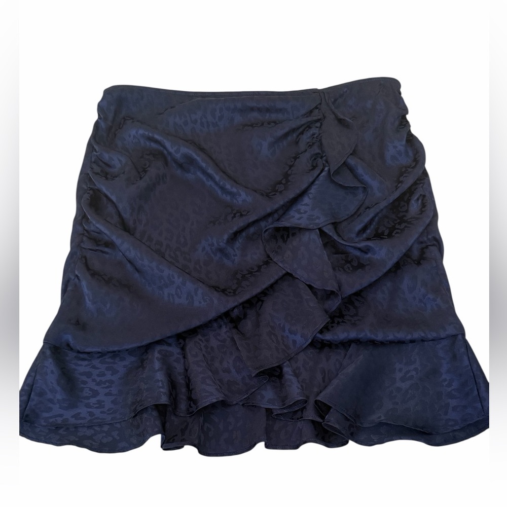 Aqua Women's Navy & Black Animal Print Skirt Size Large